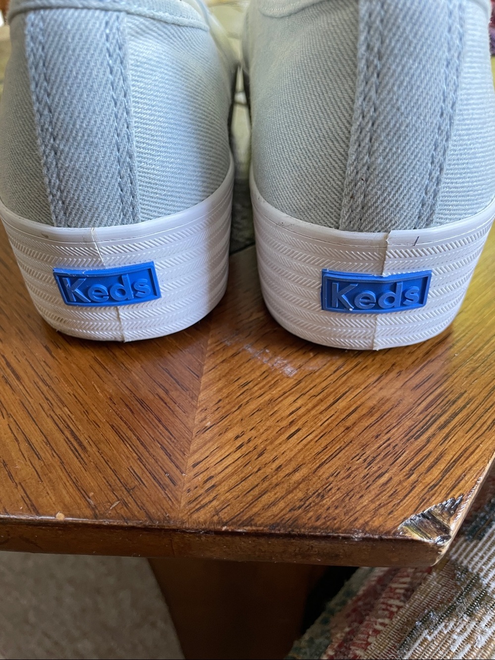 New Kids Women's Pale Blue Canvas Slip-On with Pearl Studs